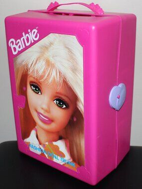3/$118❤️1998 Barbie Fashion Doll Trunk Mattel Pink Storage Hard Case Tara USA